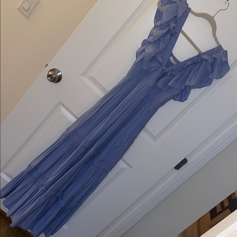 Elegant Ruffled Blue Dress